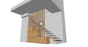 modélisation 3D d'un escalier en chêne